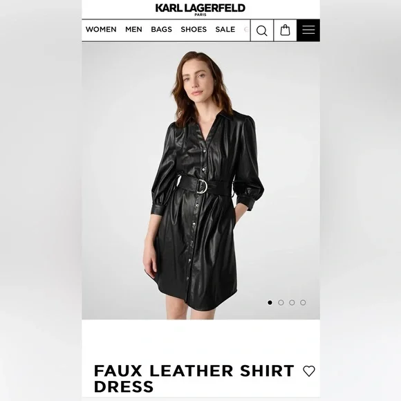 Karl Lagerfeld Paris Women's Faux-Leather Shirtdress - Black - Size 4